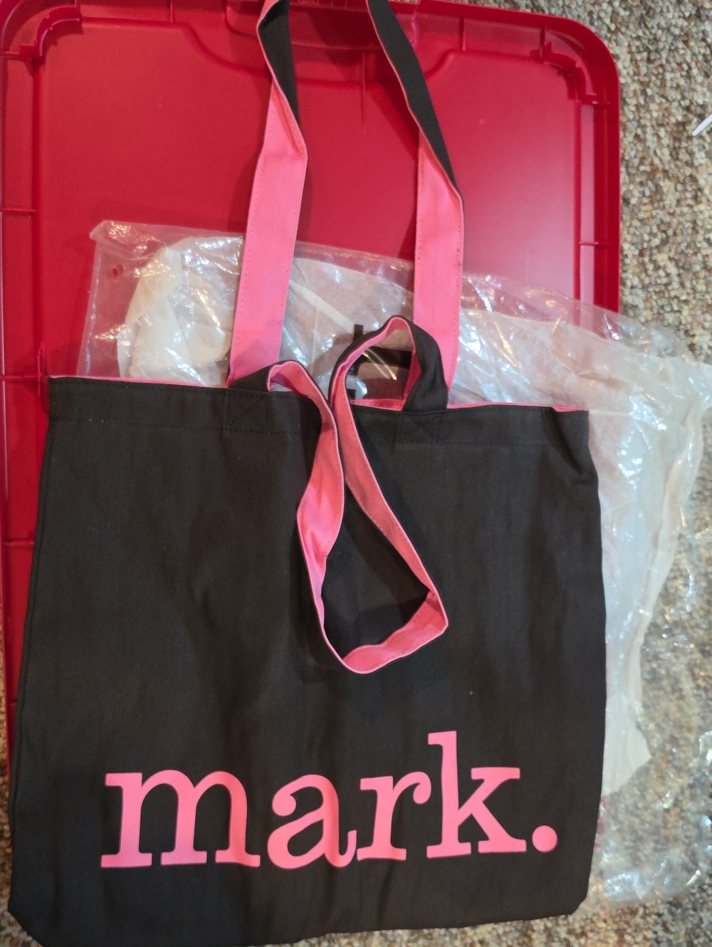 mark. Black and Pink Canvas Logo Tote